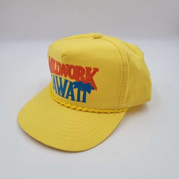 Vintage Millwork Hawaii Neon Yellow Rope Adjustable Snapback Trucker Hat Cap - Picture 2 of 10